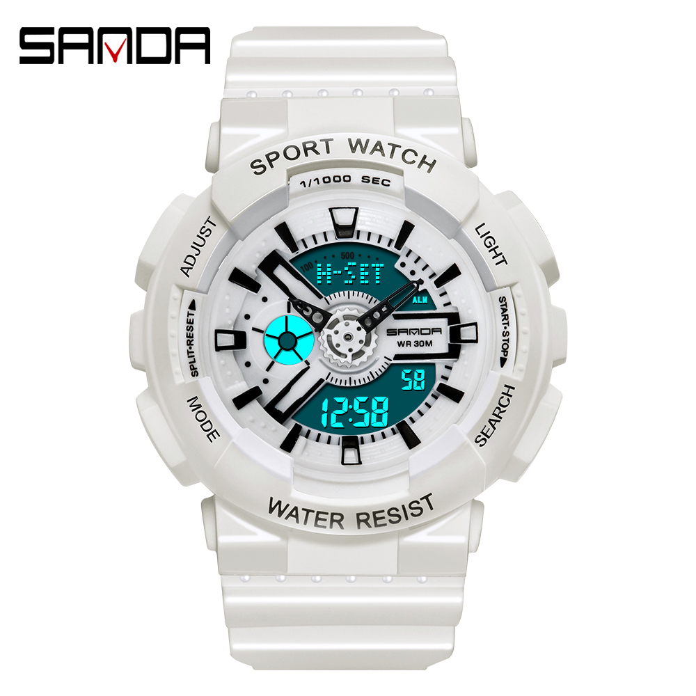 Outdoor Sport Lights - Sanda Fashion Jam Tangan Digital Putih