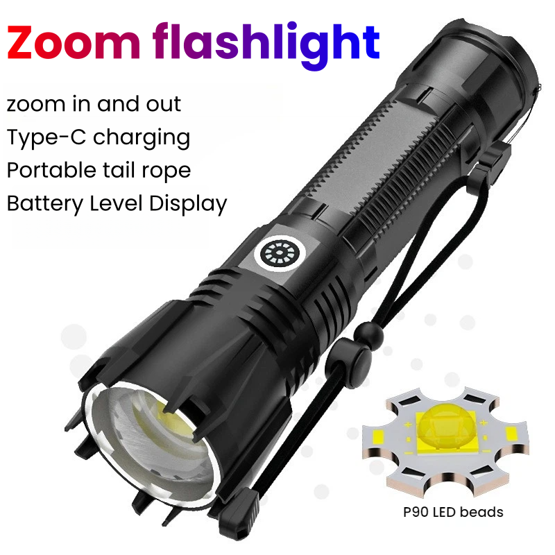 Outdoor Spotlight - Senter LED P90 berdaya tinggi TYPE-C
