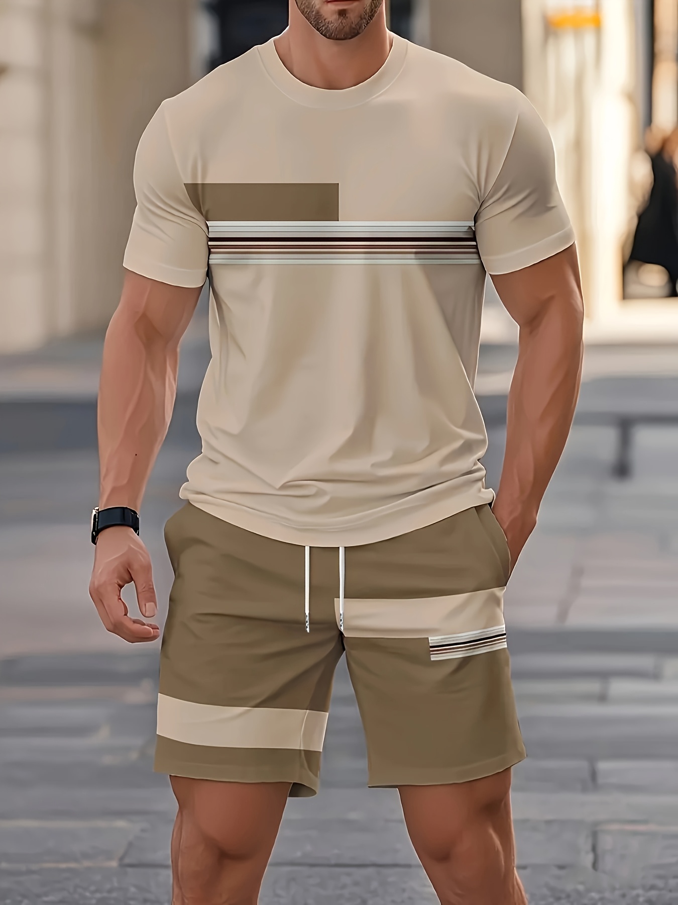 Outdoor Sports Outfit - Set Pria Musim Panas Atasan Lengan